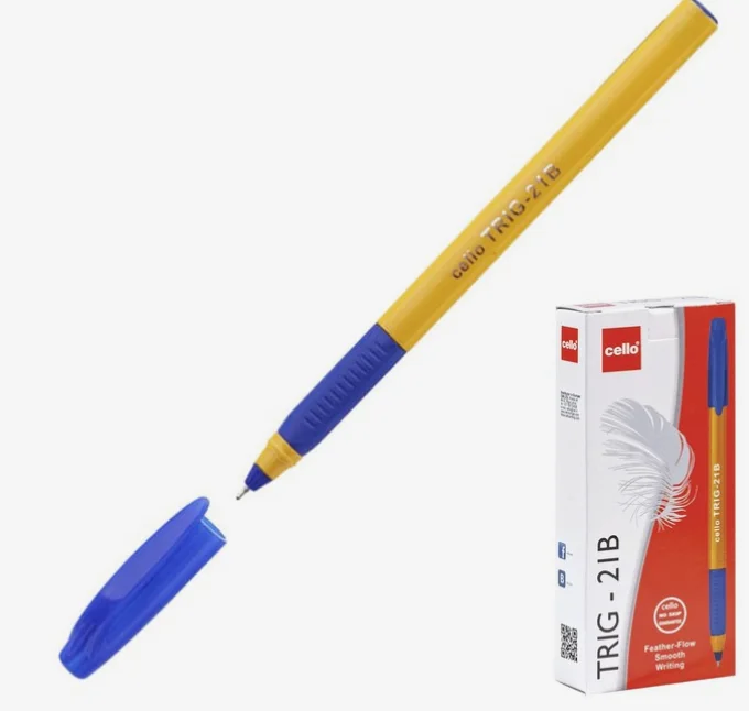 Набор ручек шариковых Турция, (2 шт), Cello Tri-Grip yellow узел 0.7 мм, чернила синие