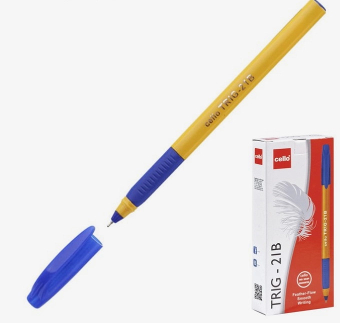 Набор ручек шариковых Турция, (2 шт), Cello Tri-Grip yellow узел 0.7 мм, чернила синие