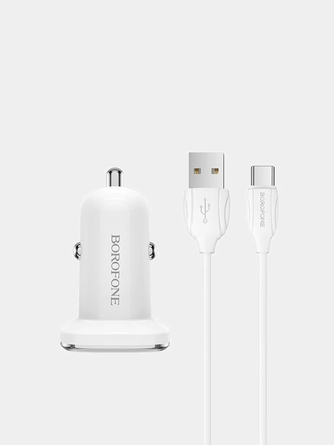 Автомобильное зарядное устройство Borofone BZ12 2.4A с двумя USB с кабелем Type-C