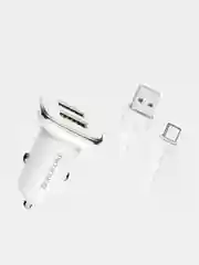 Автомобильное зарядное устройство Borofone BZ12 2.4A с двумя USB с кабелем Type-C