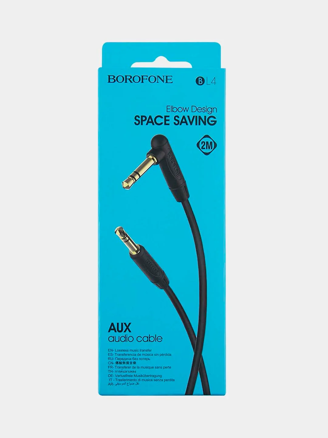 Серый аудио кабель AUX jack 3.5 мм аукс Borofone BL4 угловой