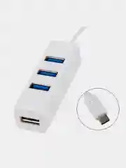 Белый разветвитель USB Hub Type-C 3.1, с 4 портами