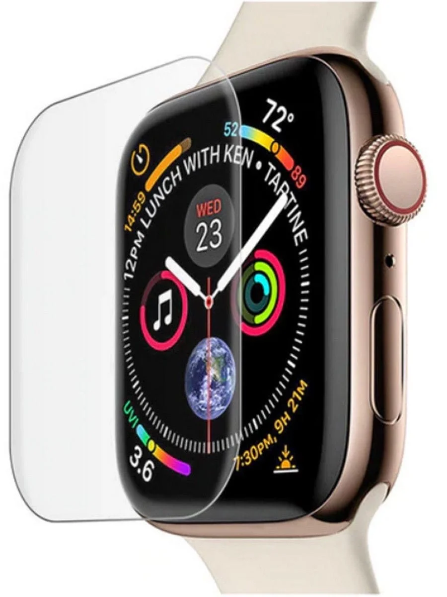 Защитное 3D стекло для Apple Watch 38/40/42/44 мм. (полная проклейка)с Уф лампой