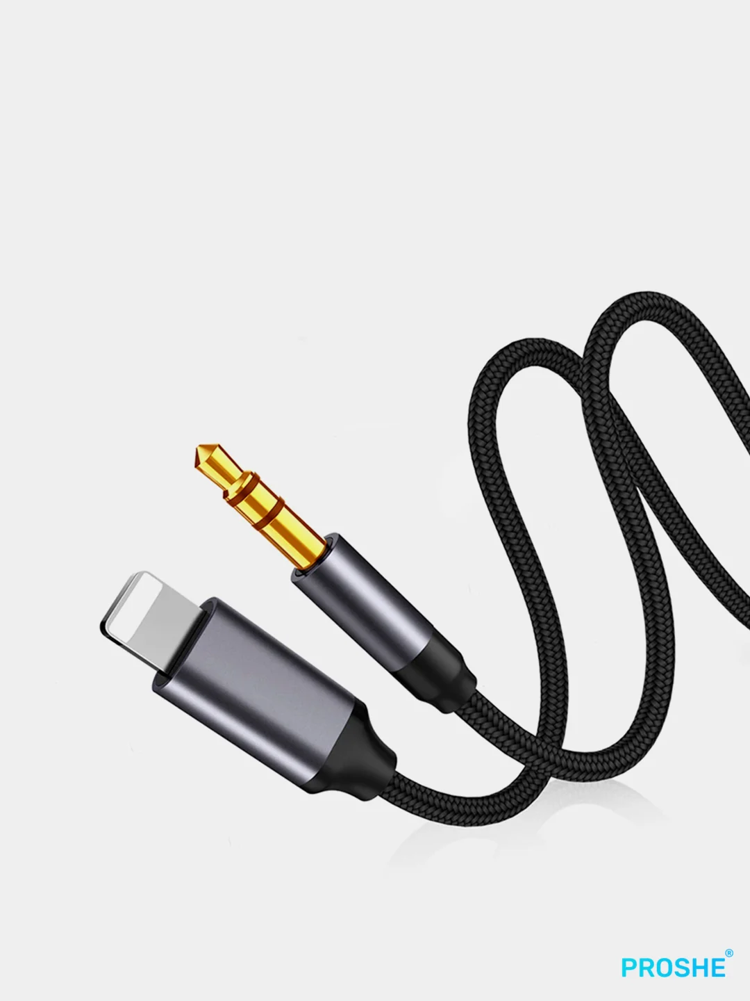 Серебряный кабель - переходник Lightning на 3.5мм AUX для Apple iPhone адаптер
