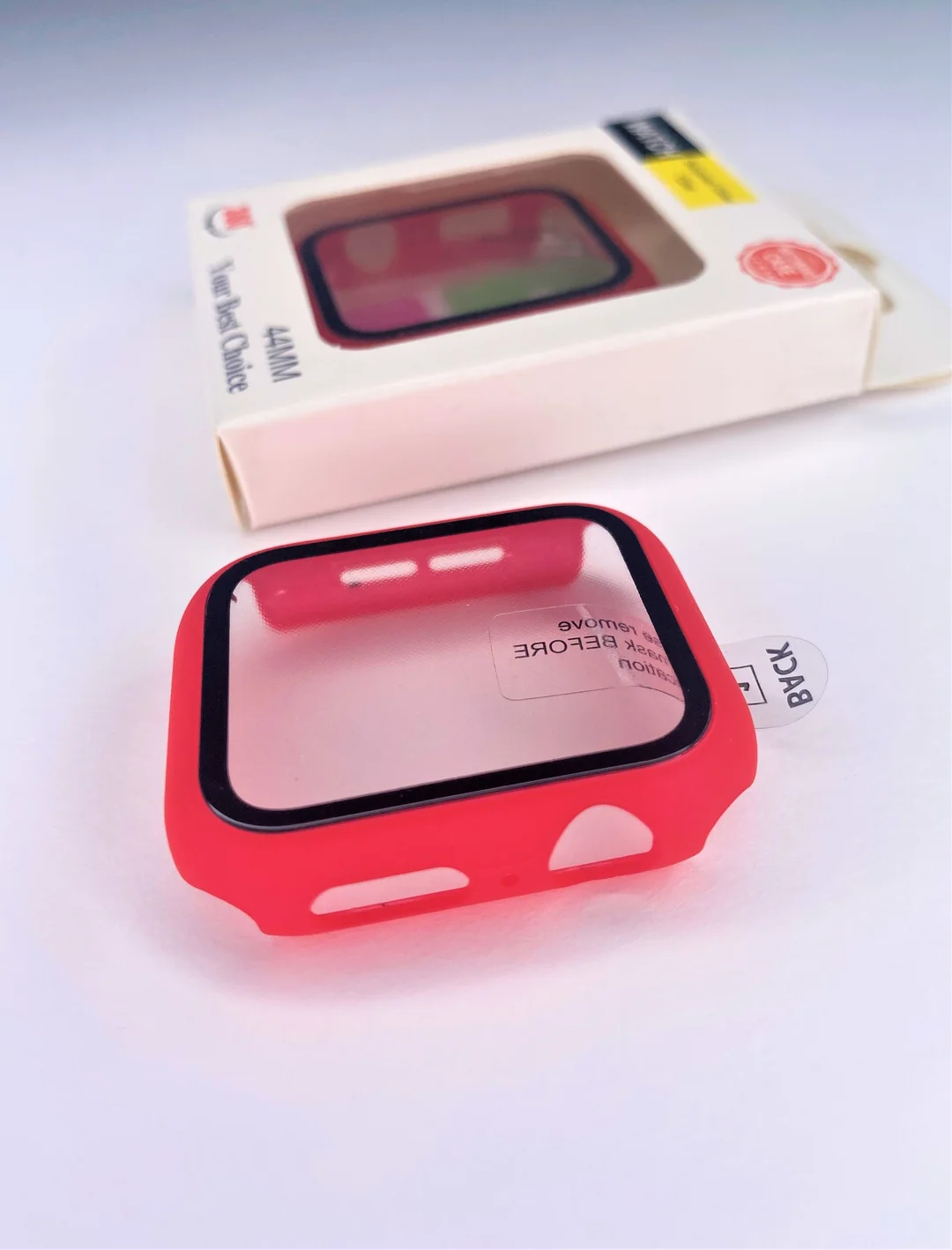 Красный бампер накладка чехол на корпус часов со стеклом Apple Watch (Эпл вотч) 44 mm 7 цветов