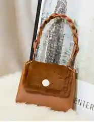 Коричневый женская сумка с мехом