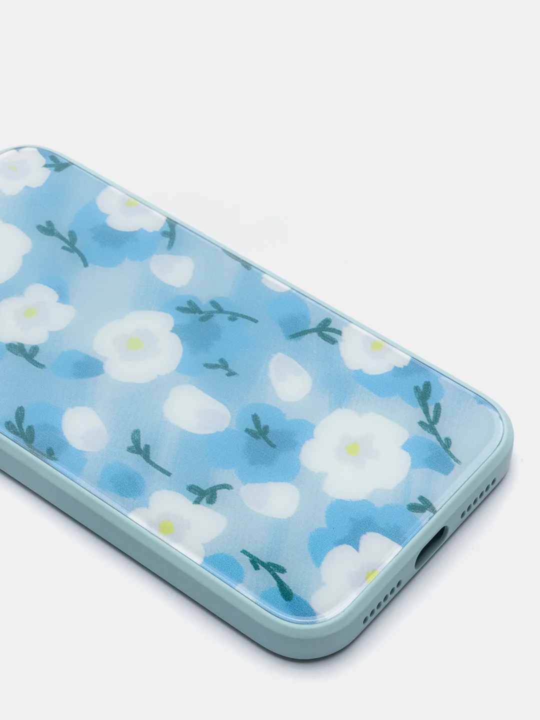 Голубой чехол iPhone 12 Pro с принтом