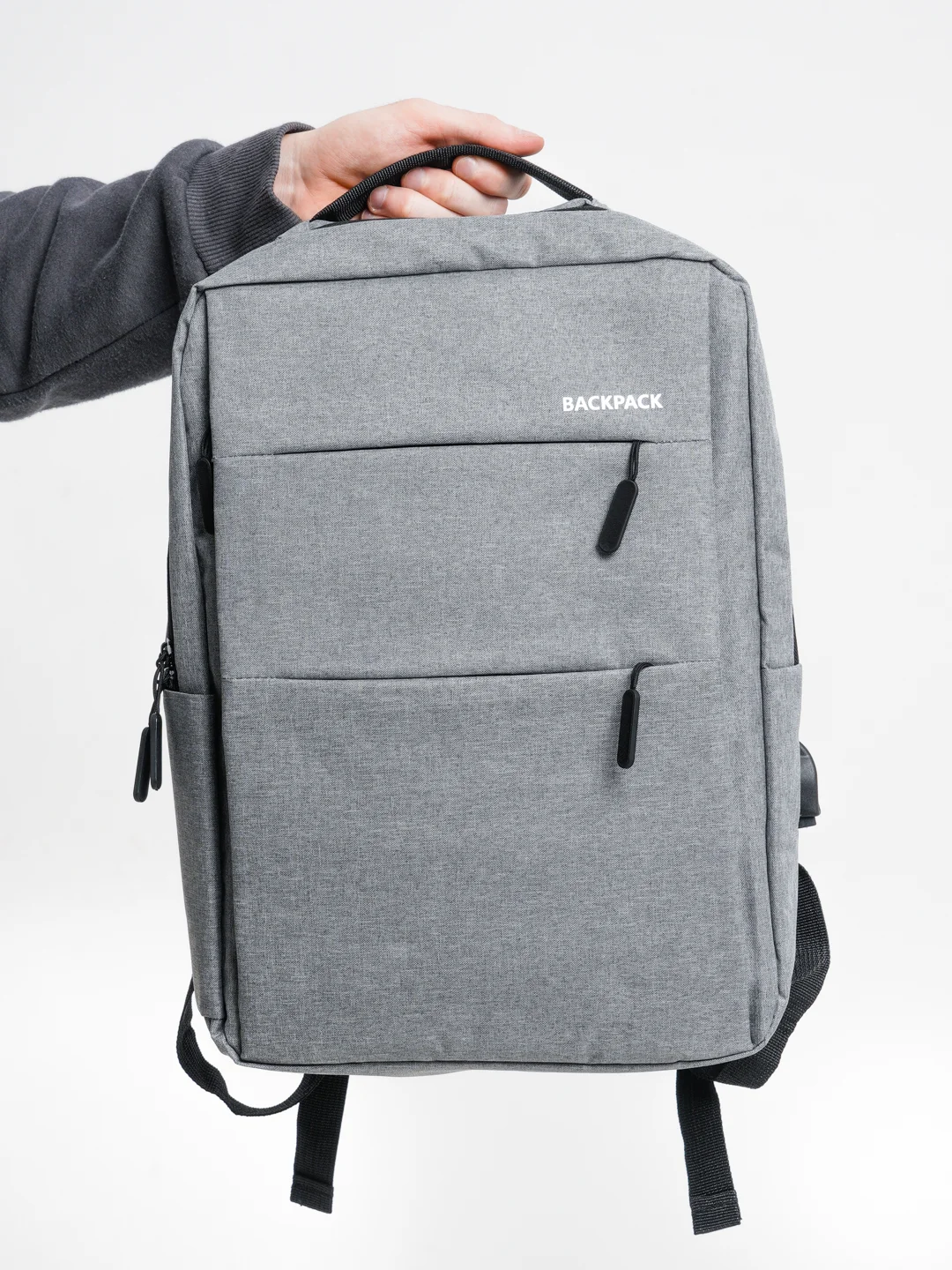 Серый рюкзак "BackPack" унисекс, повседневный прочный городской для ноутбука синий 15"6, 19,5л