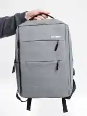 Серый рюкзак "BackPack" унисекс, повседневный прочный городской для ноутбука синий 15"6, 19,5л