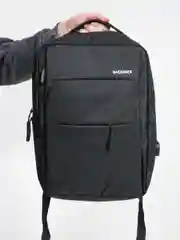 Черный рюкзак "BackPack" унисекс, повседневный прочный городской для ноутбука синий 15"6, 19,5л