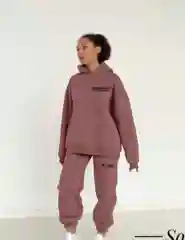 Женский спортивный костюм с худи с флисом