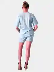 Спортивный хлопковый женский костюм: шорты и футболка оверсайз