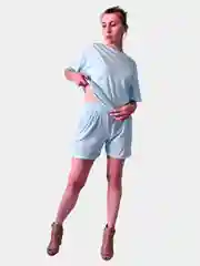Спортивный хлопковый женский костюм: шорты и футболка оверсайз
