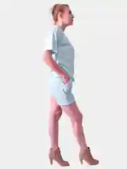 Спортивный хлопковый женский костюм: шорты и футболка оверсайз
