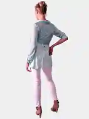 Бирюзовый легкий кардиган на завязках
