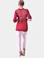 Багровый легкий кардиган на завязках
