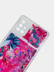 Золотой чехол Samsung Galaxy A51 силиконовый переливающийся жидкий с блестками и защитой камеры
