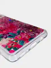 Золотой чехол Samsung Galaxy A51 силиконовый переливающийся жидкий с блестками и защитой камеры