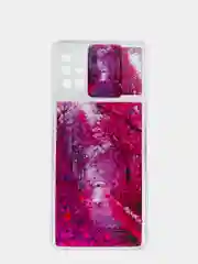 Фуксия чехол Samsung Galaxy A51 силиконовый переливающийся жидкий с блестками и защитой камеры