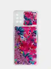 Коралловый меланж чехол Samsung Galaxy A51 силиконовый переливающийся жидкий с блестками и защитой камеры