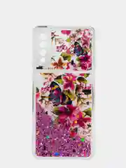Лавандовый чехол Samsung Galaxy A50 / A50s / A30s силиконовый переливающийся жидкий с защитой камеры