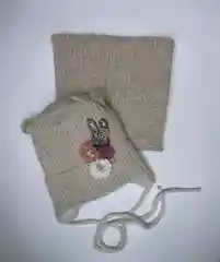Серый детская вязаная шапочка со снудом (зайчик)
