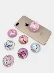 Розовый объемный попсокет для смартфона "Единорог"