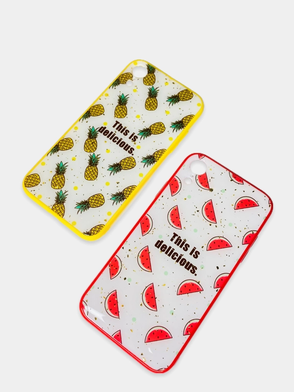 Чехол Apple iPhone XR белый с рисунком и цветной рамкой