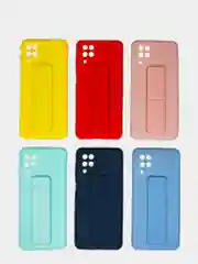 Бирюзовый чехол Samsung Galaxy A12 / M12 силиконовый под кожу с подставкой