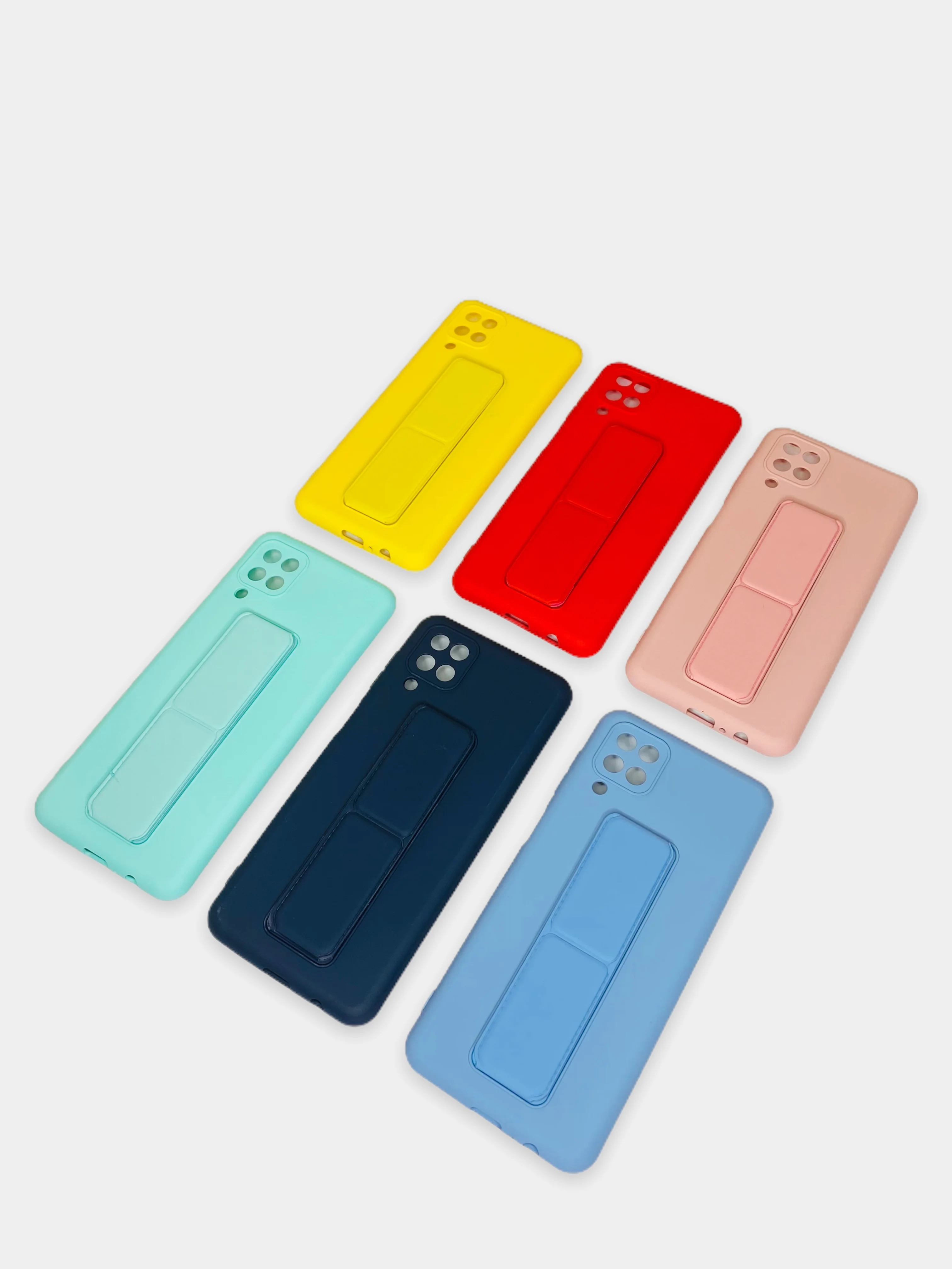Бирюзовый чехол Samsung Galaxy A12 / M12 силиконовый под кожу с подставкой