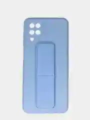 Небесно-голубой чехол Samsung Galaxy A12 / M12 силиконовый под кожу с подставкой