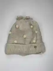 Бежевый шапка с декором, детская, вязаная, на девочку