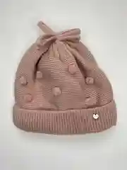 Розовый шапка с декором, детская, вязаная, на девочку
