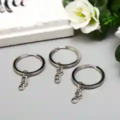 Основа для брелока кольцо плоское металл с цепочкой серебро 3,2х3,2 см набор 12 шт