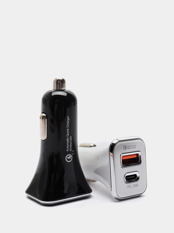 Автомобильное зарядное устройство в прикуриватель с выходами USB и Type-C
