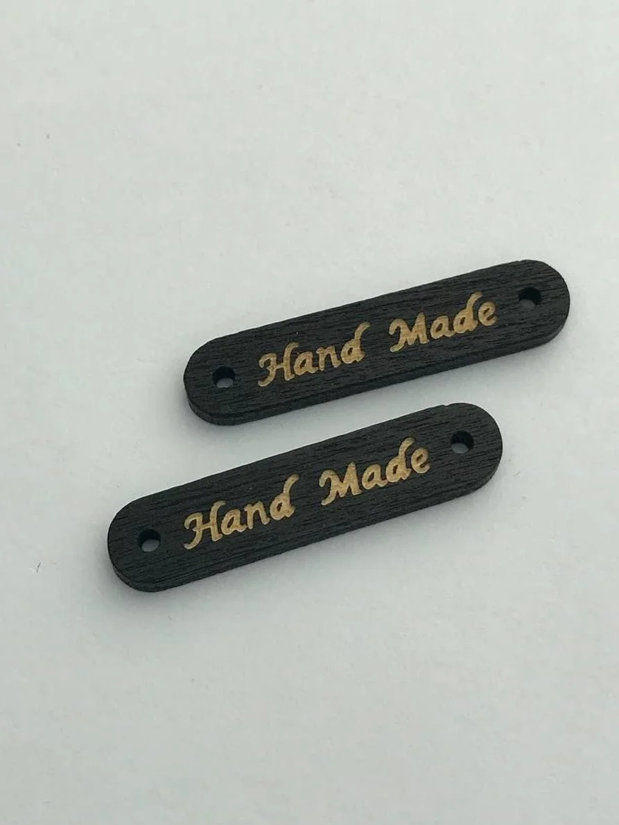 Черный бирка Нашивка Надпись "Hand made"