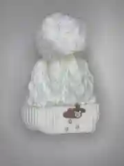 Карамельный шапка детская вязаная с помпоном, на девочку, осень-весна, 6-9 месяцев