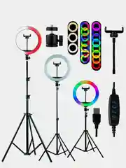 Светодиодная кольцевая лампа / цветная RGB селфи 26см/33см/36см/46см/56см, штатив 210 см