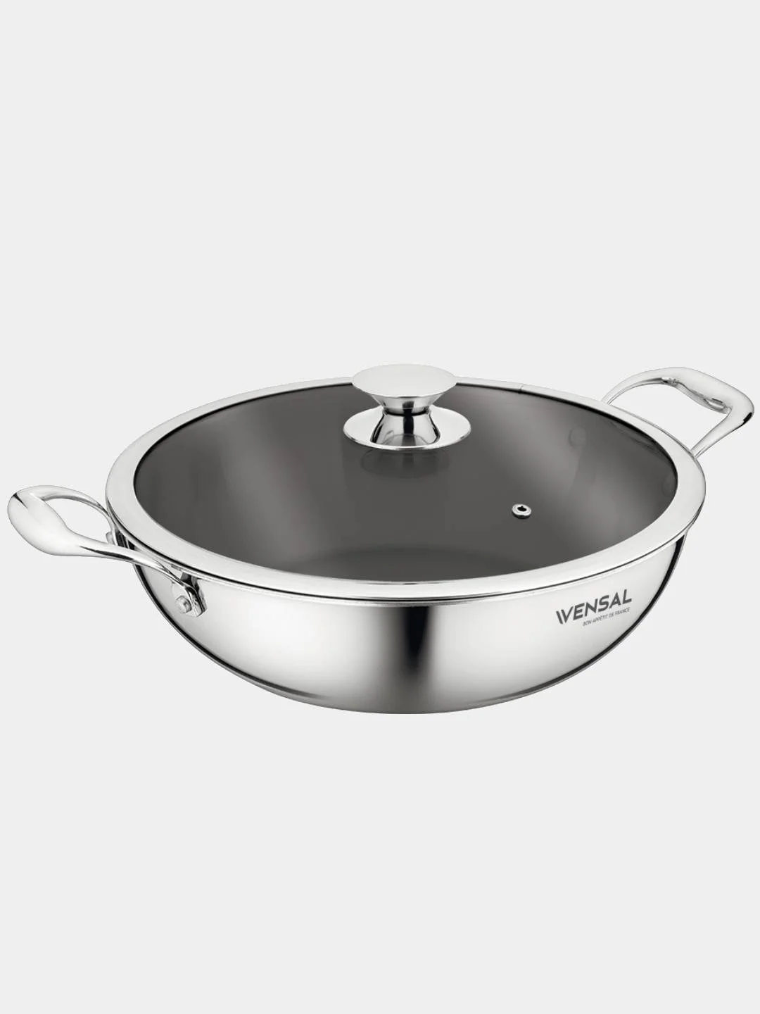 Вок VENSAL Le Chef VS1534 с двумя ручками из трехслойной нержавеющей стали 26 см
