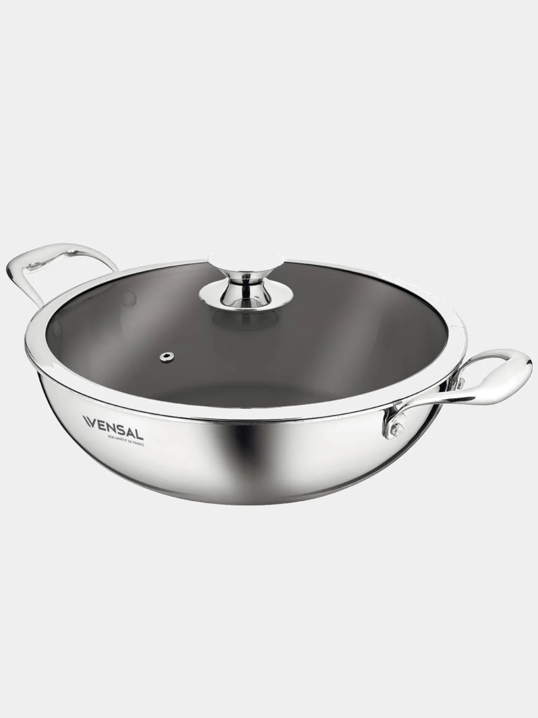 Вок VENSAL Le Chef VS1534 с двумя ручками из трехслойной нержавеющей стали 26 см