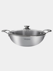 Вок VENSAL Le Chef VS1534 с двумя ручками из трехслойной нержавеющей стали 26 см