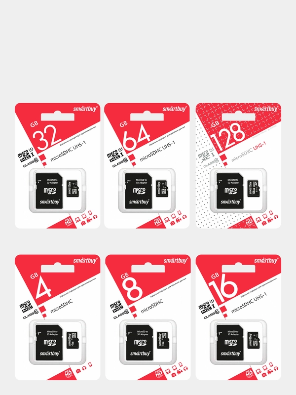 Карта памяти Micro SD Smartbuy 4gb/8gb/16gb/32gb/64gb/128gb class 10