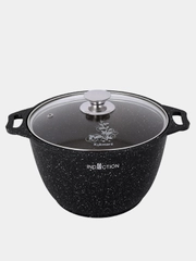 Кастрюля со стеклянной крышкой "Marble Induction", темный мрамор, 4 л