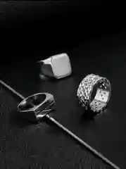 Серый мужские кольца, 3 штуки, подарок, на новый год