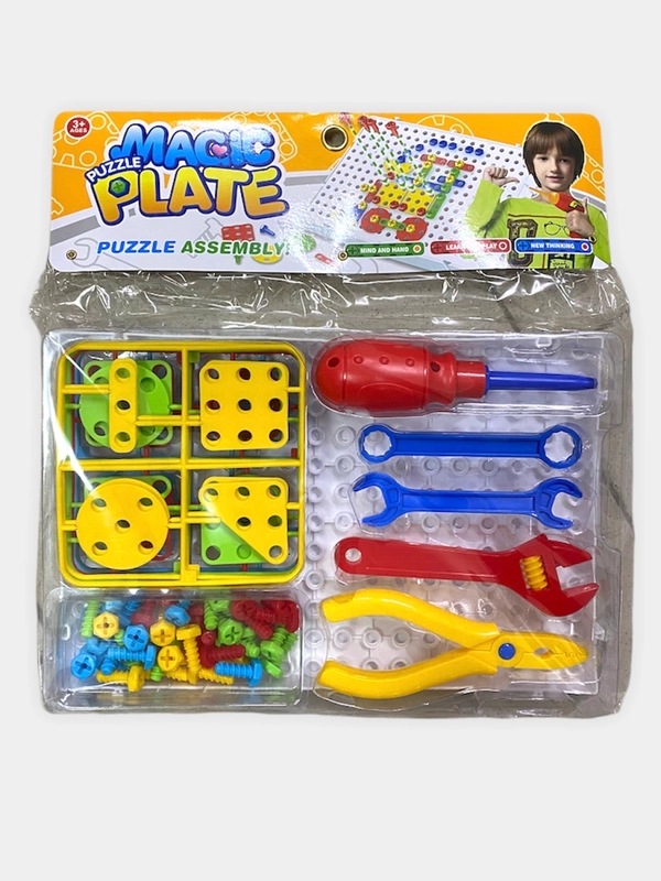 Конструктор с шуруповертом/ мозаика Magic Plate puzzle - 78 деталей