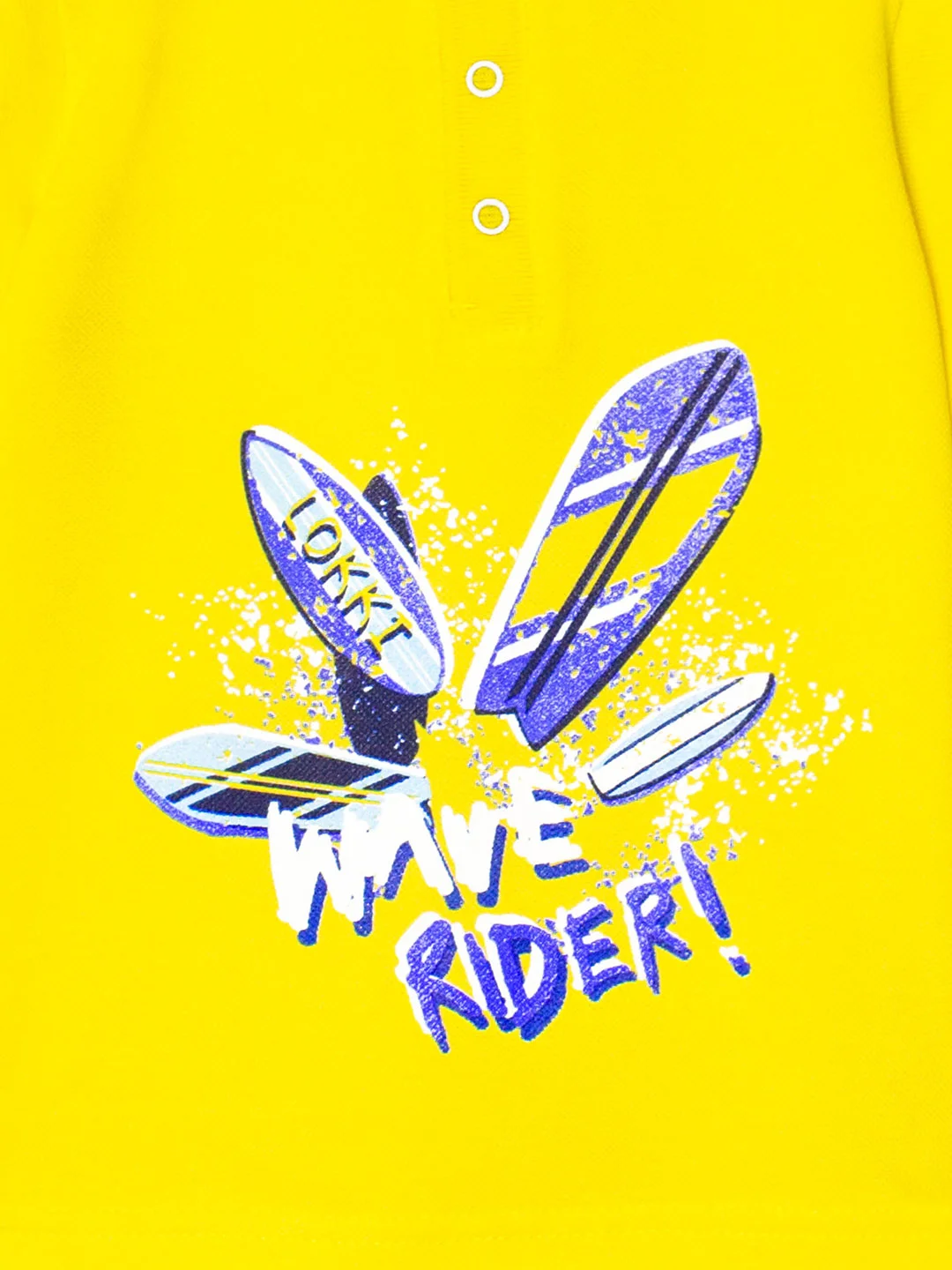 Желтый футболка-поло для мальчика детская LOKKI, 2141-073 RIDER!, желтый, красный, лайм