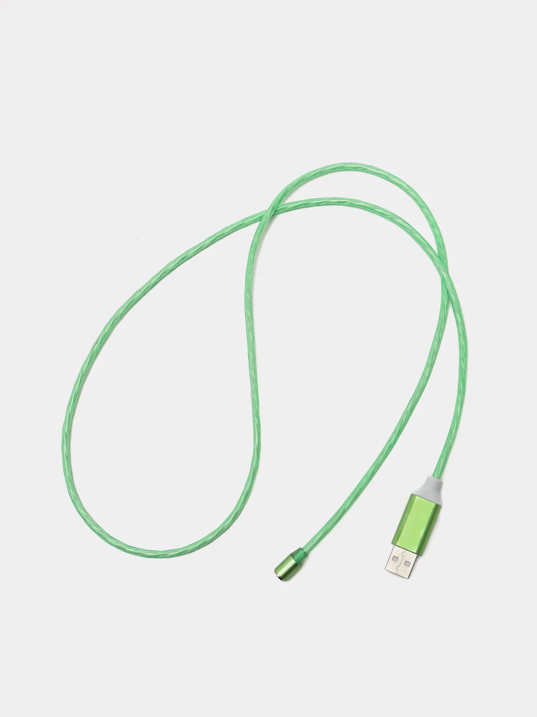 Зеленый кабель магнитный светящийся для зарядки iphone / micro usb / type-c