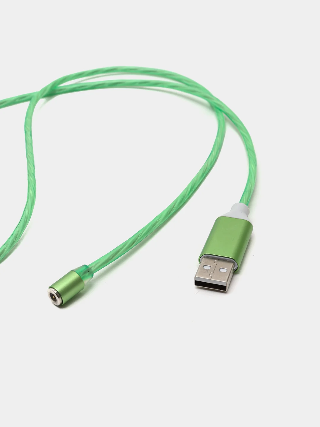 Зеленый кабель магнитный светящийся для зарядки iphone / micro usb / type-c