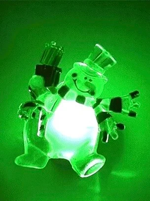 Светодиодная фигурка "Снеговик с подарком" RGB, на присоске