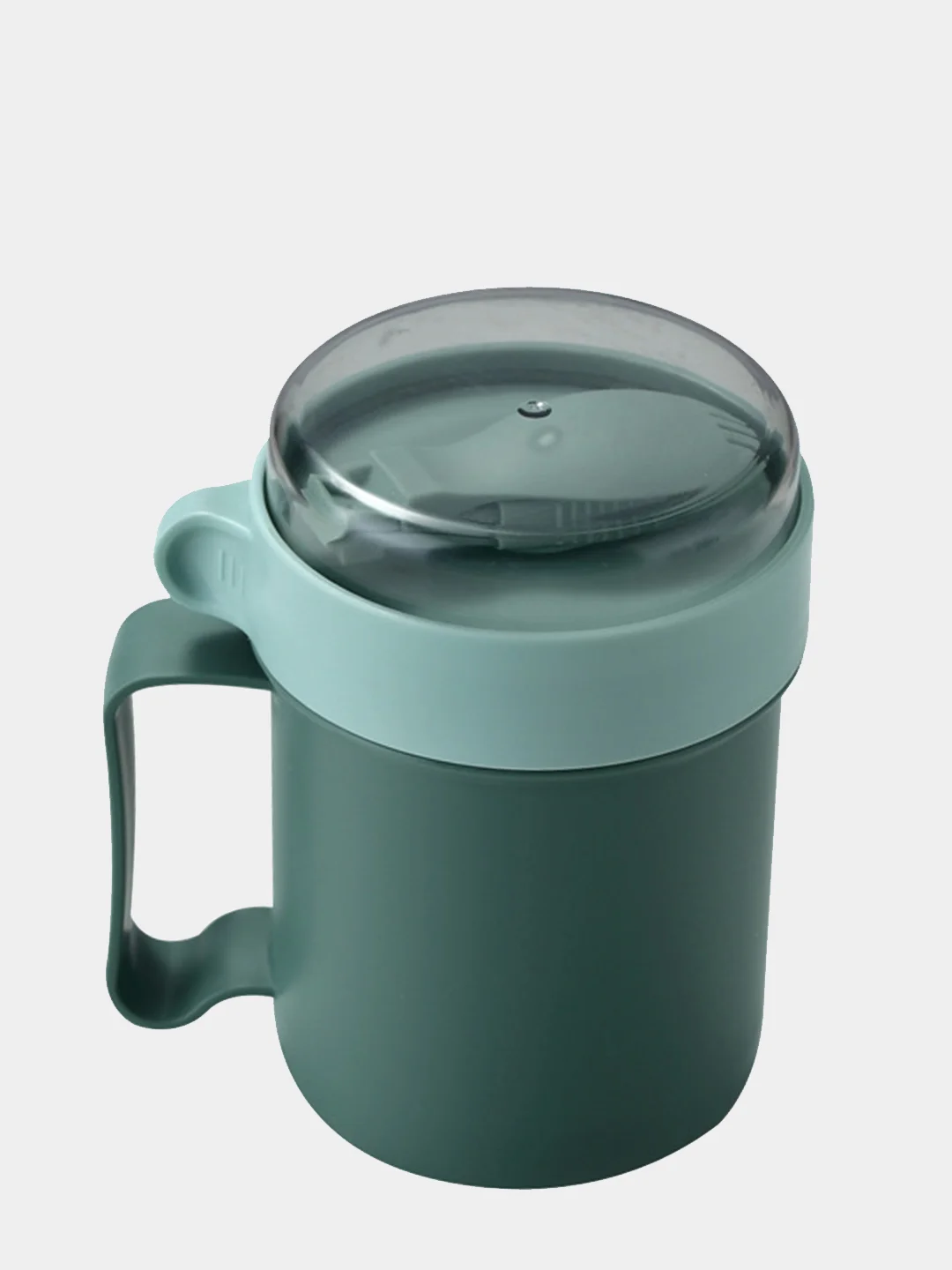 Лесной зеленый ланч-бокс "Cup" супница для пищи, ланчбокс контейнер для еды с ручкой и вилкой 500 мл